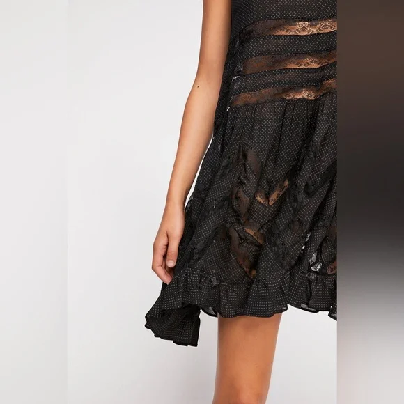 **SOLD** Free People Voile and Lace Trapeze Slip in all black - S - Picture 5 of 17